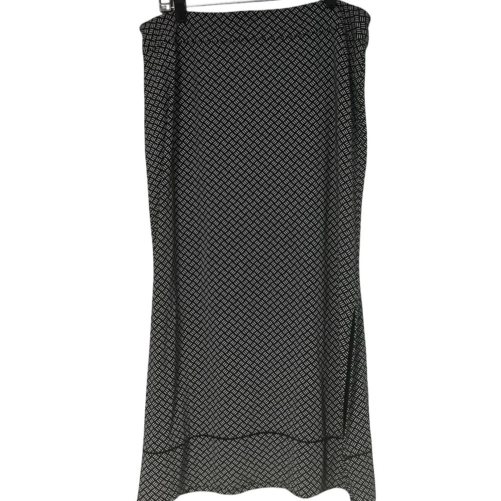 J.Jill Wearever Collection Womens Black White Geometric‎ Maxi Skirt Size L